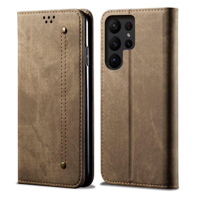 For Samsung Galaxy S23 Ultra 5G Denim Texture Leather Phone Case