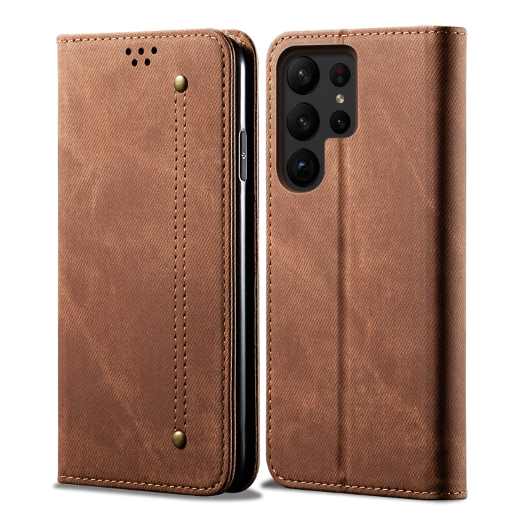 For Samsung Galaxy S23 Ultra 5G Denim Texture Leather Phone Case