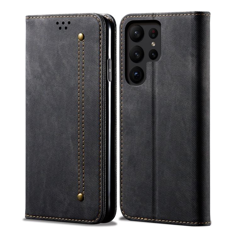 For Samsung Galaxy S23 Ultra 5G Denim Texture Leather Phone Case