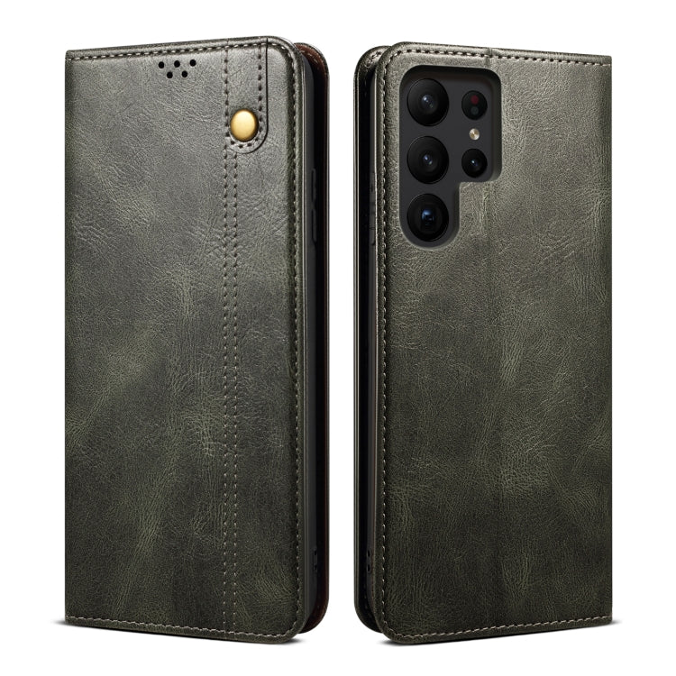 For Samsung Galaxy S23 Ultra 5G Oil Wax Crazy Horse Texture Leather Phone Case