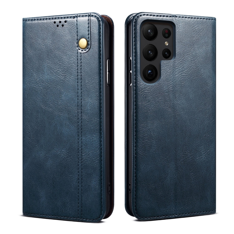 For Samsung Galaxy S23 Ultra 5G Oil Wax Crazy Horse Texture Leather Phone Case