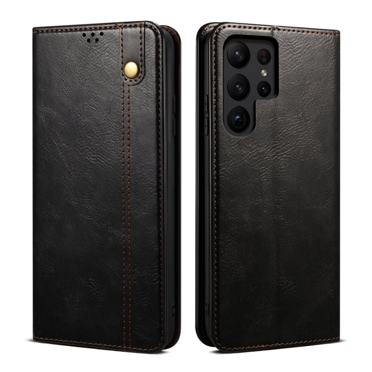 For Samsung Galaxy S23 Ultra 5G Oil Wax Crazy Horse Texture Leather Phone Case