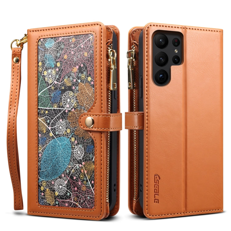 For Samsung Galaxy S23 Ultra 5G ESEBLE Star Series Lanyard Zipper Wallet RFID Leather Case