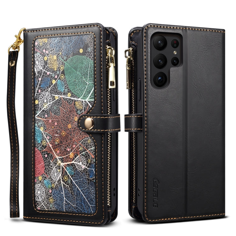 For Samsung Galaxy S23 Ultra 5G ESEBLE Star Series Lanyard Zipper Wallet RFID Leather Case
