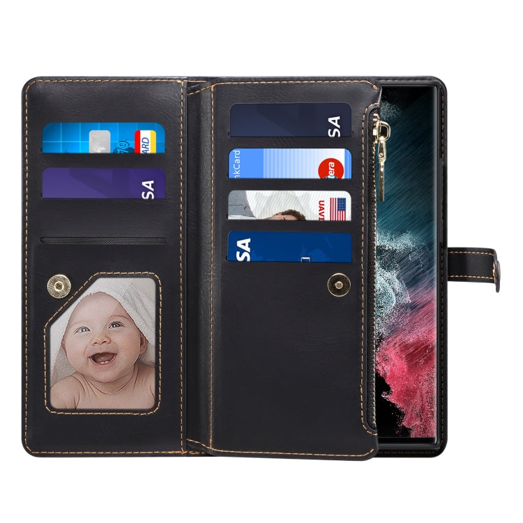 For Samsung Galaxy S23 Ultra 5G ESEBLE Star Series Lanyard Zipper Wallet RFID Leather Case