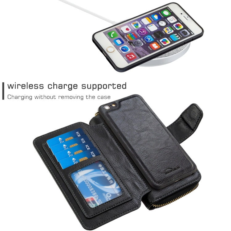 For iPhone 6 Plus Detachable Multifunctional Horizontal Flip Leather Case with Card Slots & Zipper Wallet & Photo Frame