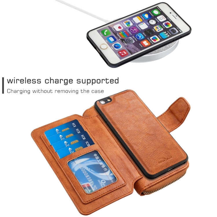For iPhone 6 Plus Detachable Multifunctional Horizontal Flip Leather Case with Card Slots & Zipper Wallet & Photo Frame