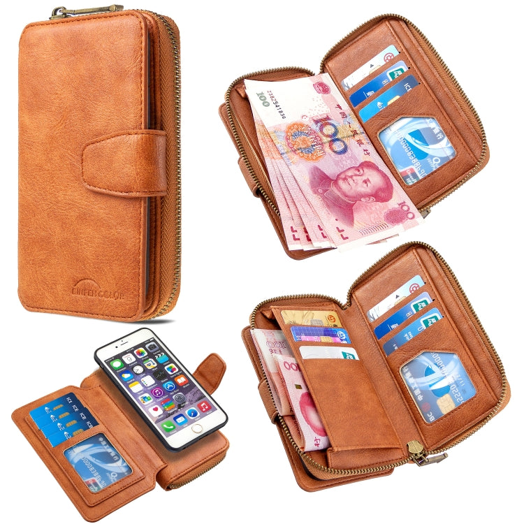 For iPhone 6 Plus Detachable Multifunctional Horizontal Flip Leather Case with Card Slots & Zipper Wallet & Photo Frame