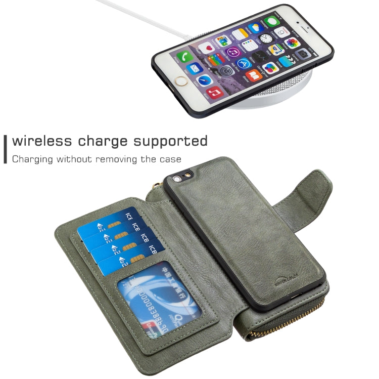 For iPhone 6 Plus Detachable Multifunctional Horizontal Flip Leather Case with Card Slots & Zipper Wallet & Photo Frame