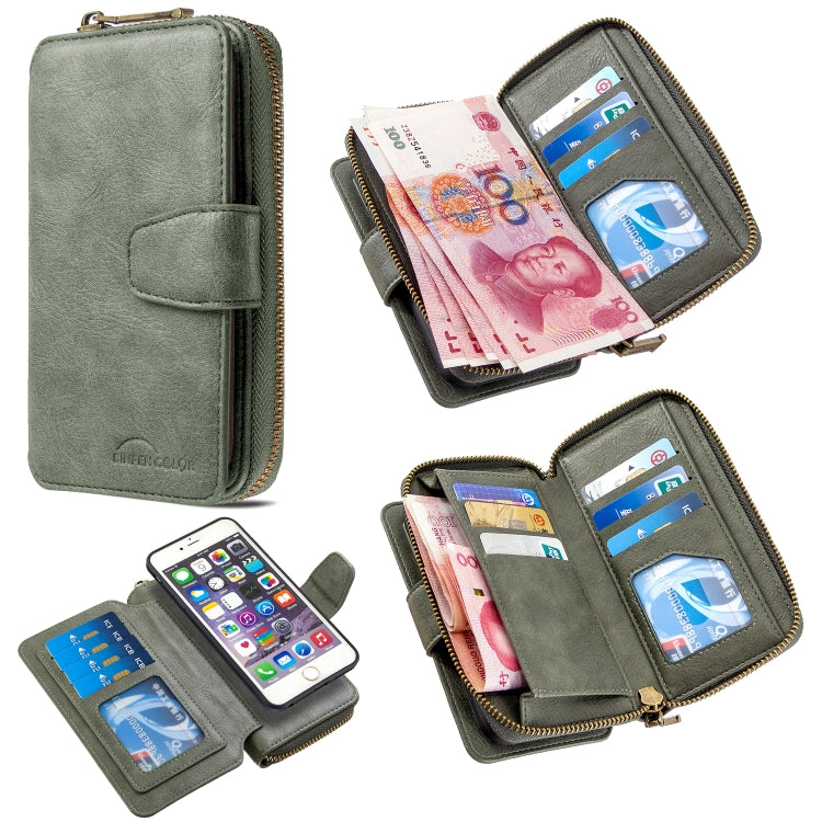 For iPhone 6 Plus Detachable Multifunctional Horizontal Flip Leather Case with Card Slots & Zipper Wallet & Photo Frame