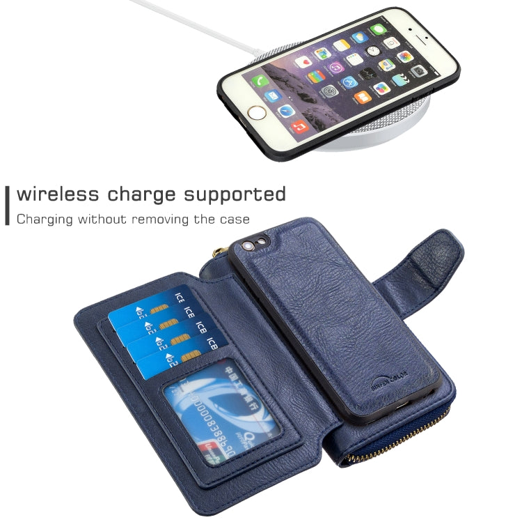 For iPhone 6 / 6s Detachable Multifunctional Horizontal Flip Leather Case with Card Slots & Zipper Wallet & Photo Frame