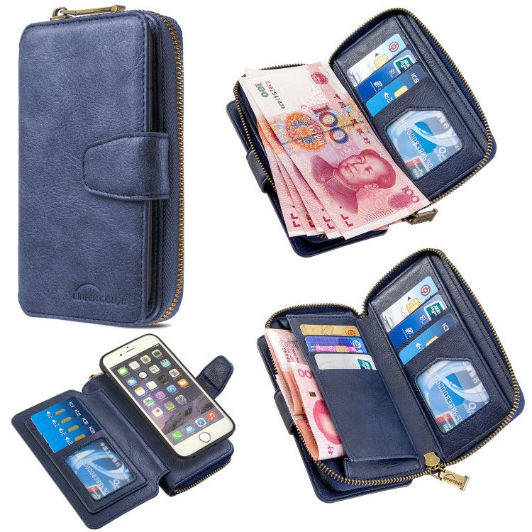 For iPhone 6 / 6s Detachable Multifunctional Horizontal Flip Leather Case with Card Slots & Zipper Wallet & Photo Frame