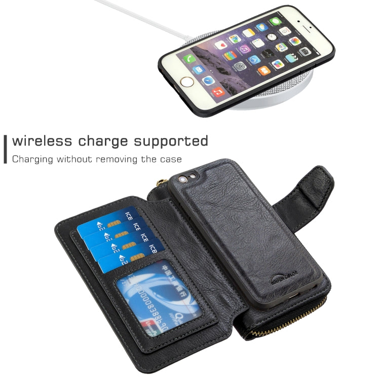 For iPhone 6 / 6s Detachable Multifunctional Horizontal Flip Leather Case with Card Slots & Zipper Wallet & Photo Frame