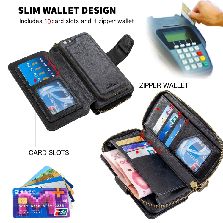 For iPhone 6 / 6s Detachable Multifunctional Horizontal Flip Leather Case with Card Slots & Zipper Wallet & Photo Frame