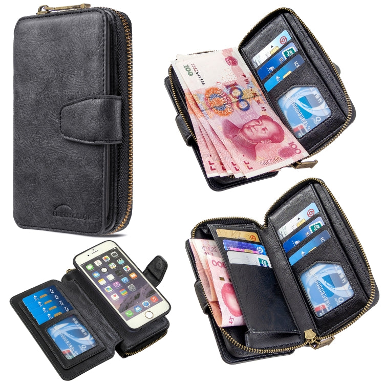 For iPhone 6 / 6s Detachable Multifunctional Horizontal Flip Leather Case with Card Slots & Zipper Wallet & Photo Frame