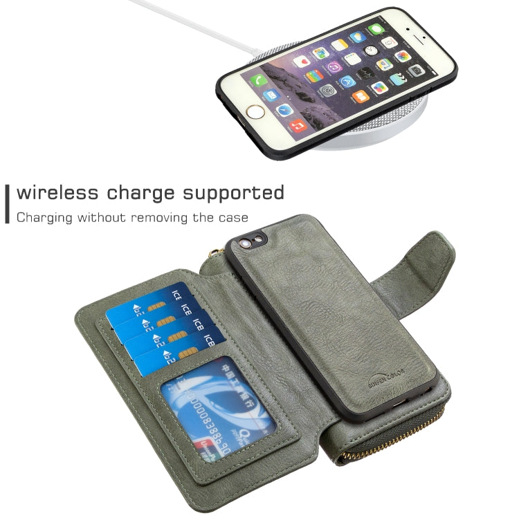 For iPhone 6 / 6s Detachable Multifunctional Horizontal Flip Leather Case with Card Slots & Zipper Wallet & Photo Frame