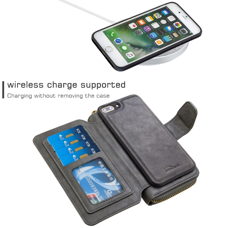 For iPhone 7 Detachable Multifunctional Horizontal Flip Leather Case with Card Slots & Zipper Wallet & Photo Frame