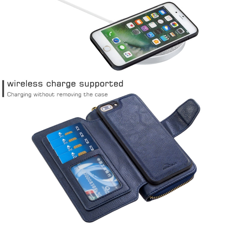 For iPhone 7 Detachable Multifunctional Horizontal Flip Leather Case with Card Slots & Zipper Wallet & Photo Frame