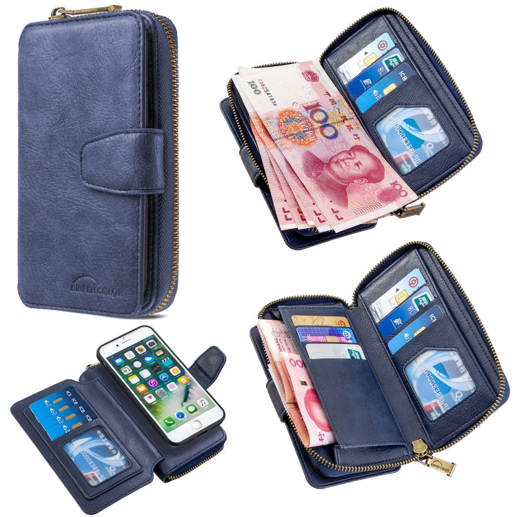 For iPhone 7 Detachable Multifunctional Horizontal Flip Leather Case with Card Slots & Zipper Wallet & Photo Frame