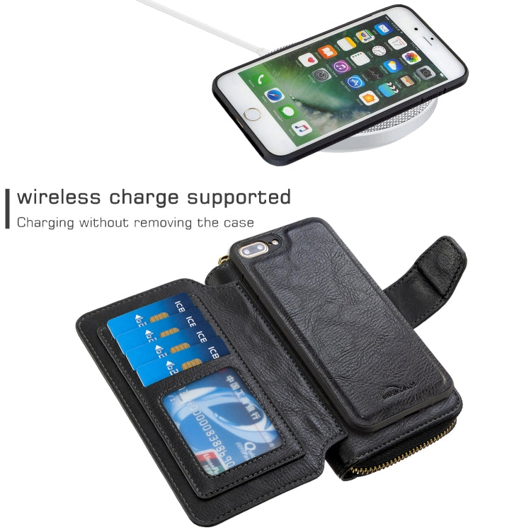 For iPhone 7 Detachable Multifunctional Horizontal Flip Leather Case with Card Slots & Zipper Wallet & Photo Frame
