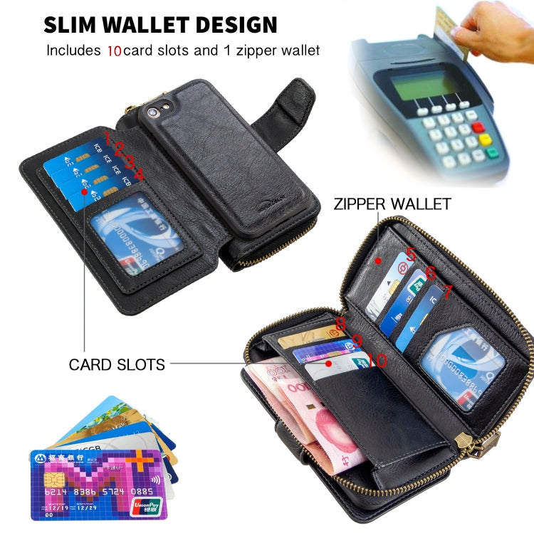 For iPhone 7 Detachable Multifunctional Horizontal Flip Leather Case with Card Slots & Zipper Wallet & Photo Frame