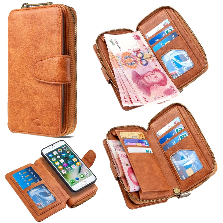 For iPhone 7 Detachable Multifunctional Horizontal Flip Leather Case with Card Slots & Zipper Wallet & Photo Frame