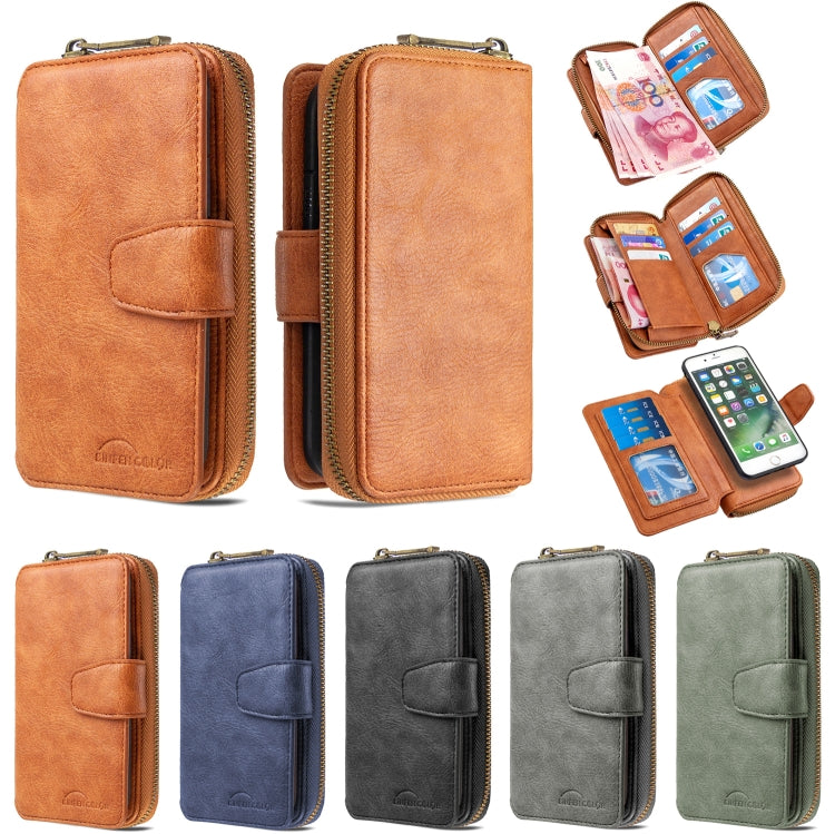 For iPhone 7 Plus Detachable Multifunctional Horizontal Flip Leather Case with Card Slots & Zipper Wallet & Photo Frame
