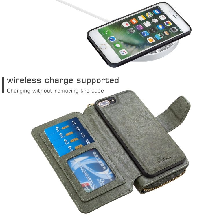 For iPhone 7 Plus Detachable Multifunctional Horizontal Flip Leather Case with Card Slots & Zipper Wallet & Photo Frame