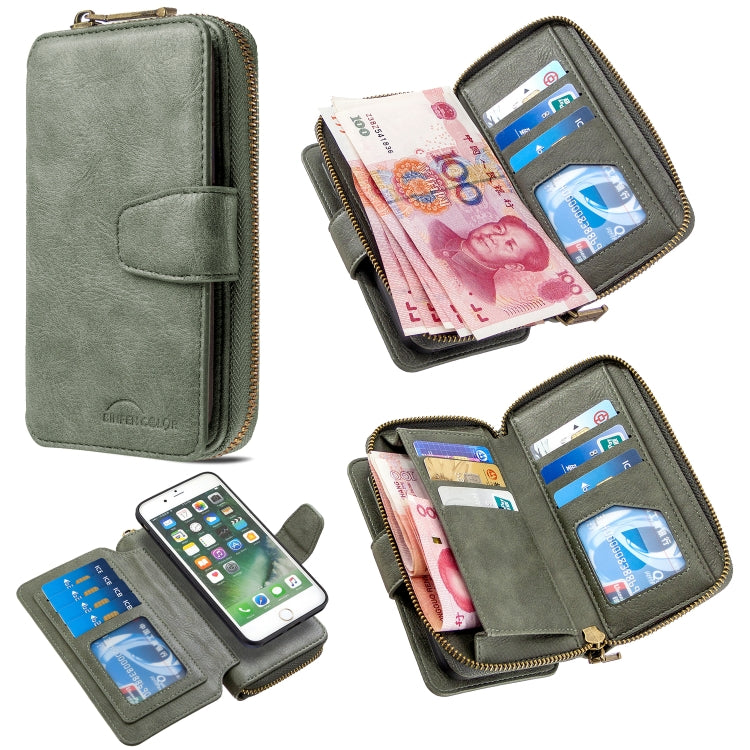 For iPhone 7 Plus Detachable Multifunctional Horizontal Flip Leather Case with Card Slots & Zipper Wallet & Photo Frame
