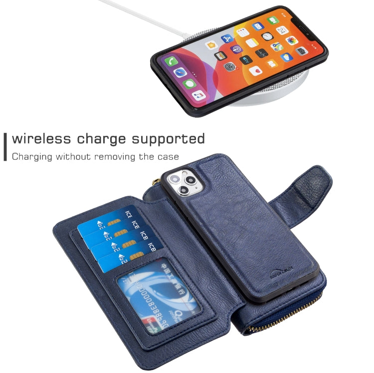 For iPhone 11 Pro Max Detachable Multifunctional Horizontal Flip Leather Case with Card Slots & Zipper Wallet & Photo Frame