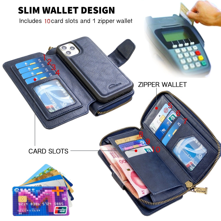 For iPhone 11 Pro Max Detachable Multifunctional Horizontal Flip Leather Case with Card Slots & Zipper Wallet & Photo Frame