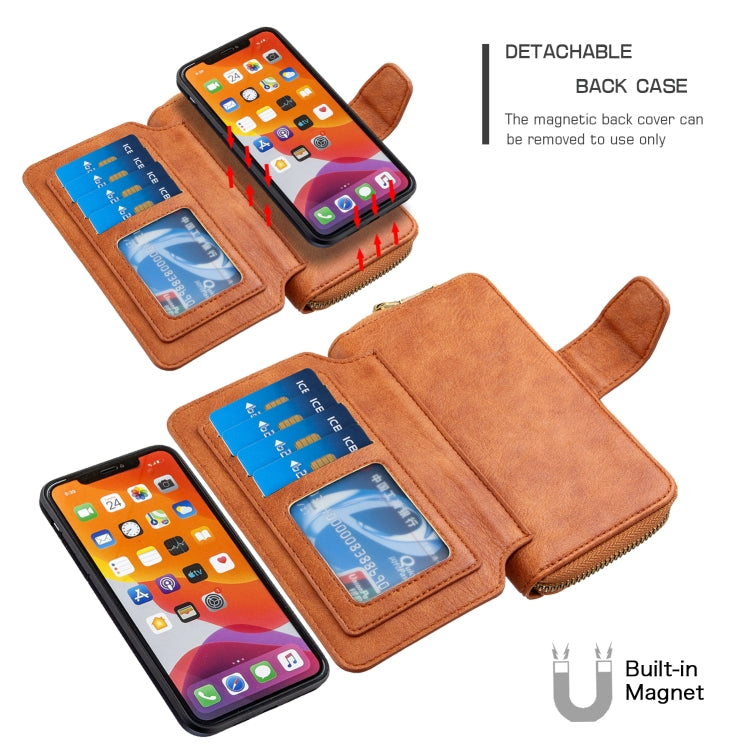 For iPhone 11 Pro Max Detachable Multifunctional Horizontal Flip Leather Case with Card Slots & Zipper Wallet & Photo Frame