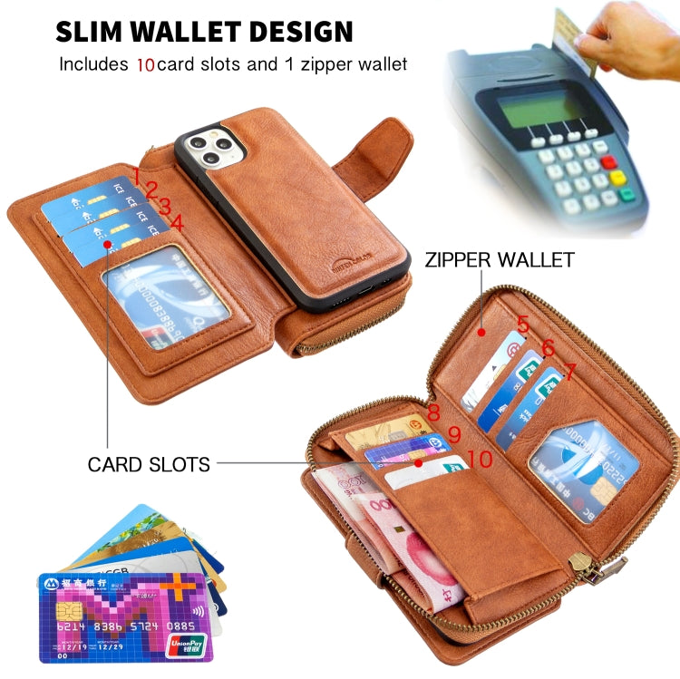 For iPhone 11 Pro Max Detachable Multifunctional Horizontal Flip Leather Case with Card Slots & Zipper Wallet & Photo Frame