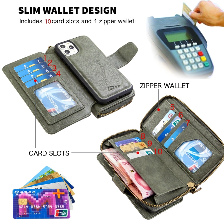 For iPhone 11 Pro Max Detachable Multifunctional Horizontal Flip Leather Case with Card Slots & Zipper Wallet & Photo Frame