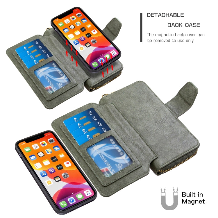 For iPhone 11 Pro Max Detachable Multifunctional Horizontal Flip Leather Case with Card Slots & Zipper Wallet & Photo Frame