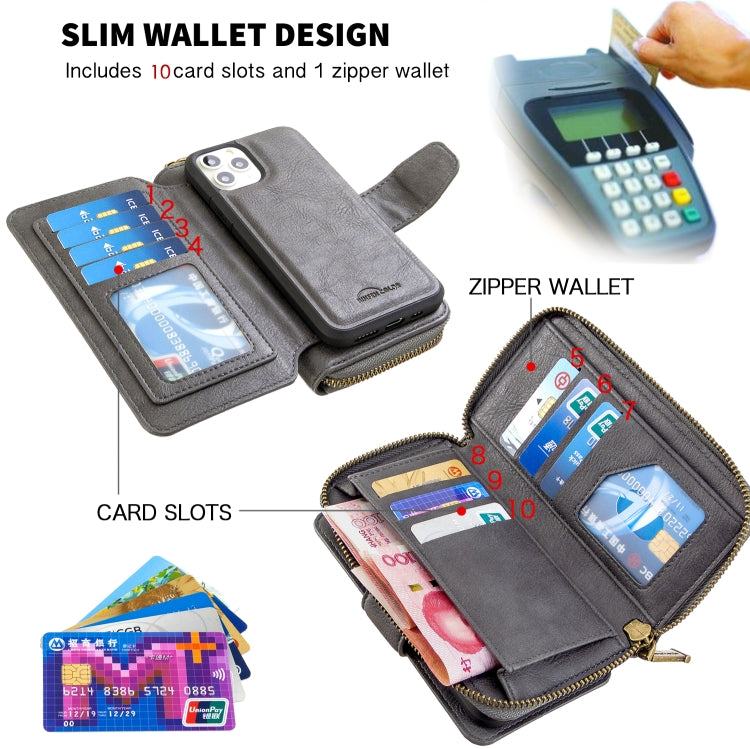 For iPhone 11 Pro Detachable Multifunctional Horizontal Flip Leather Case with Card Slots & Zipper Wallet & Photo Frame