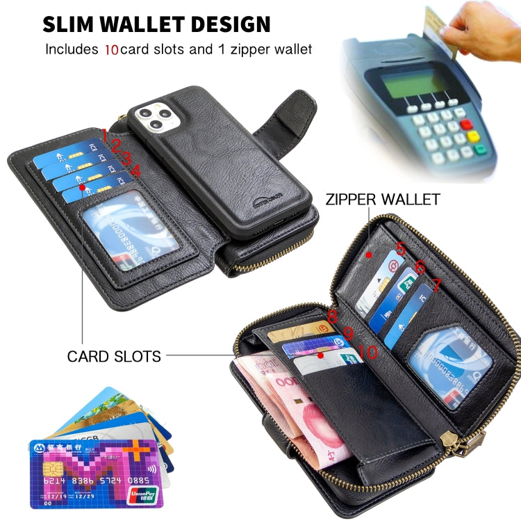 For iPhone 11 Pro Detachable Multifunctional Horizontal Flip Leather Case with Card Slots & Zipper Wallet & Photo Frame