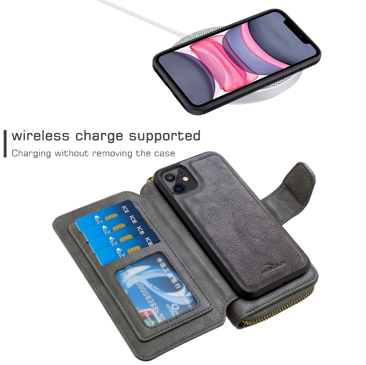 For iPhone 11 Detachable Multifunctional Horizontal Flip Leather Case with Card Slots & Zipper Wallet & Photo Frame