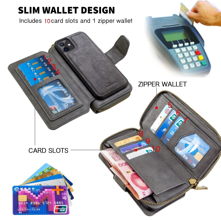 For iPhone 11 Detachable Multifunctional Horizontal Flip Leather Case with Card Slots & Zipper Wallet & Photo Frame