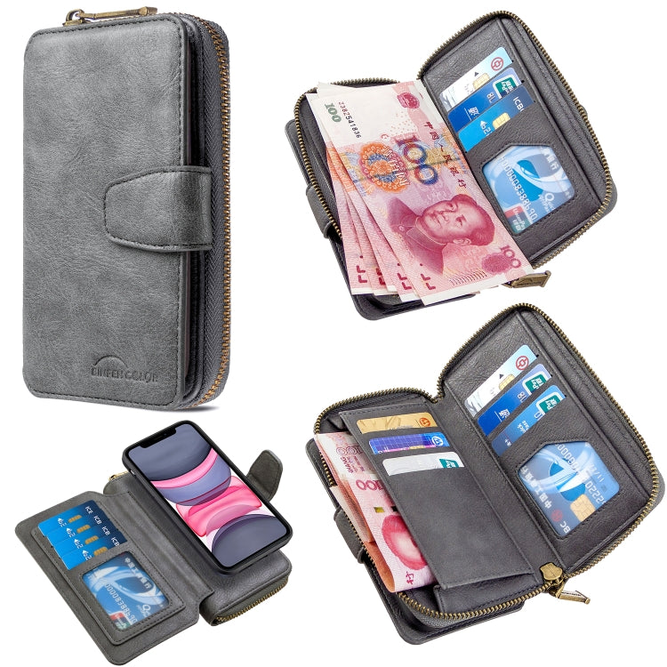 For iPhone 11 Detachable Multifunctional Horizontal Flip Leather Case with Card Slots & Zipper Wallet & Photo Frame