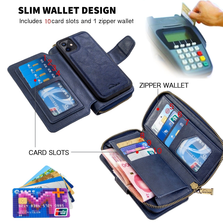 For iPhone 11 Detachable Multifunctional Horizontal Flip Leather Case with Card Slots & Zipper Wallet & Photo Frame