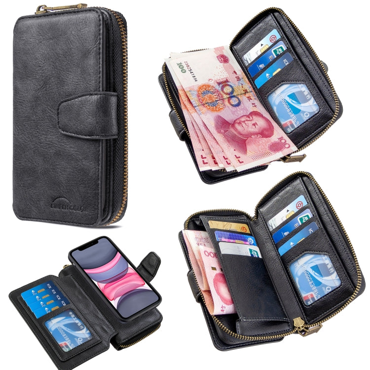 For iPhone 11 Detachable Multifunctional Horizontal Flip Leather Case with Card Slots & Zipper Wallet & Photo Frame