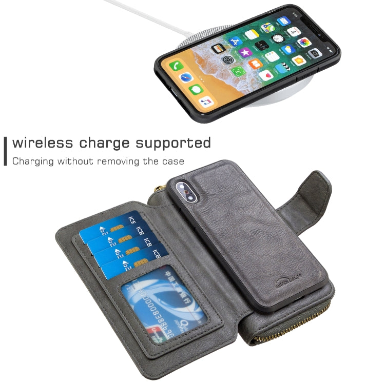 For iPhone X / XS Detachable Multifunctional Horizontal Flip Leather Case with Card Slots & Zipper Wallet & Photo Frame