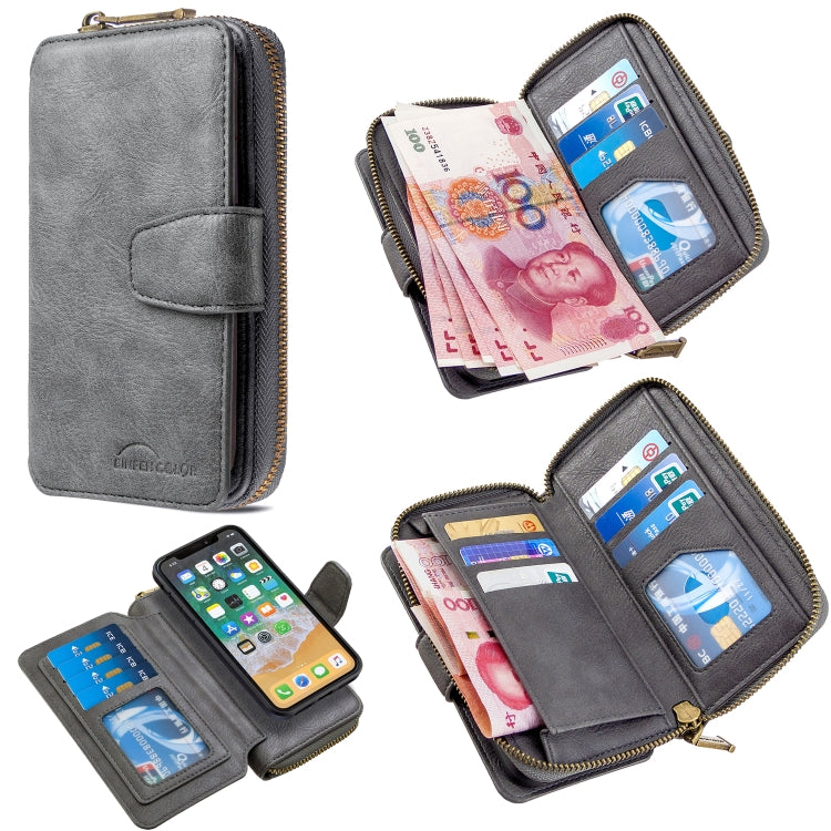 For iPhone X / XS Detachable Multifunctional Horizontal Flip Leather Case with Card Slots & Zipper Wallet & Photo Frame