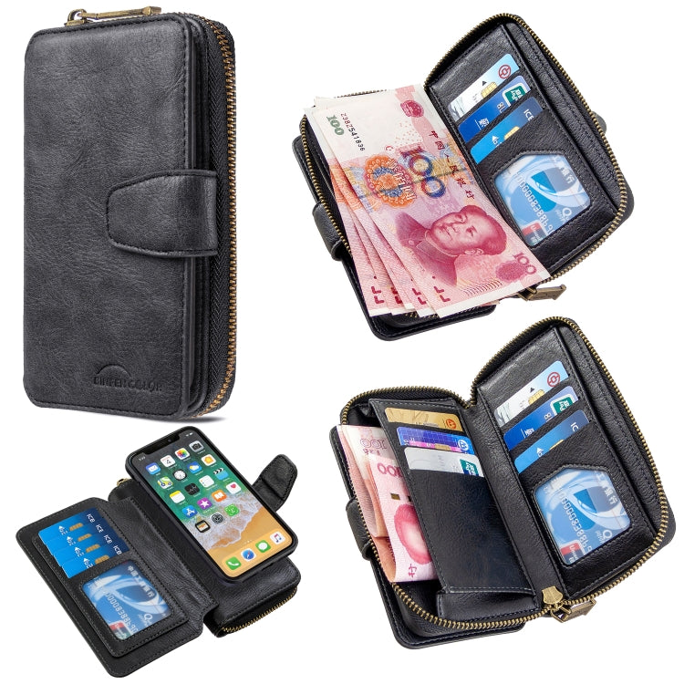 For iPhone X / XS Detachable Multifunctional Horizontal Flip Leather Case with Card Slots & Zipper Wallet & Photo Frame