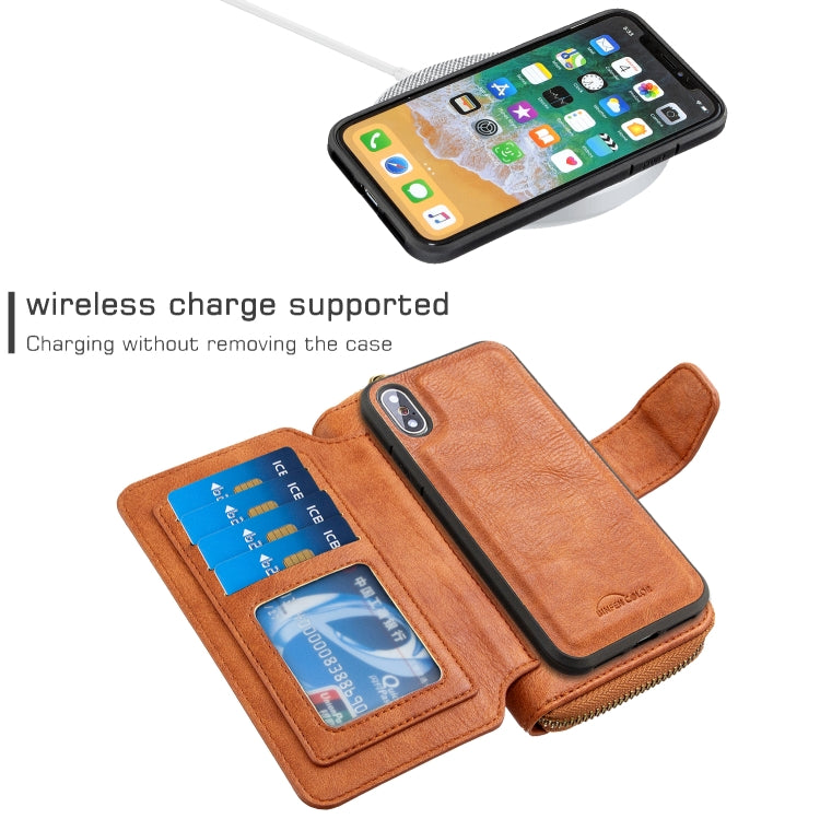For iPhone X / XS Detachable Multifunctional Horizontal Flip Leather Case with Card Slots & Zipper Wallet & Photo Frame