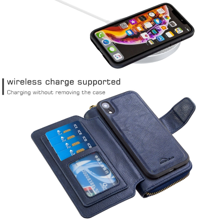 For iPhone XR Detachable Multifunctional Horizontal Flip Leather Case with Card Slots & Zipper Wallet & Photo Frame