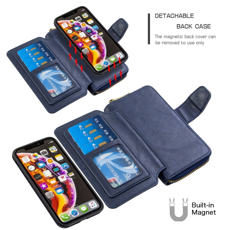For iPhone XR Detachable Multifunctional Horizontal Flip Leather Case with Card Slots & Zipper Wallet & Photo Frame