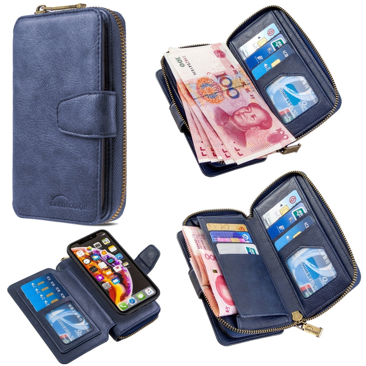 For iPhone XR Detachable Multifunctional Horizontal Flip Leather Case with Card Slots & Zipper Wallet & Photo Frame