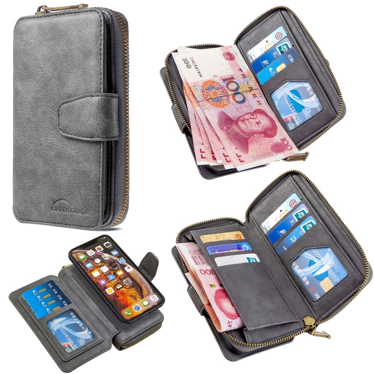 For iPhone XS Max Detachable Multifunctional Horizontal Flip Leather Case with Card Slots & Zipper Wallet & Photo Frame